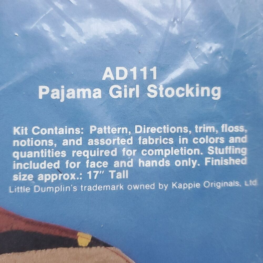 Vintage 80s Felt Pajama Girl Christmas Stocking Kit Incomplete READ 1983 Kapple - Picture 3 of 10